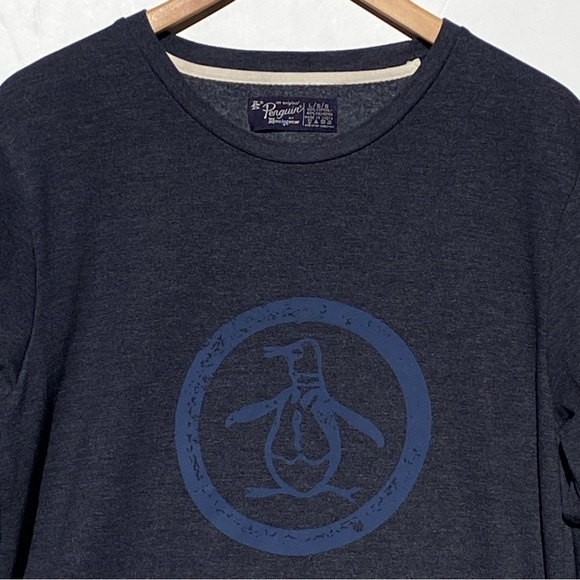 ORIGINAL PENGUIN Men’s Navy Blue Crewneck Pull Over Logo Sweatshirt Large - Picture 2 of 3